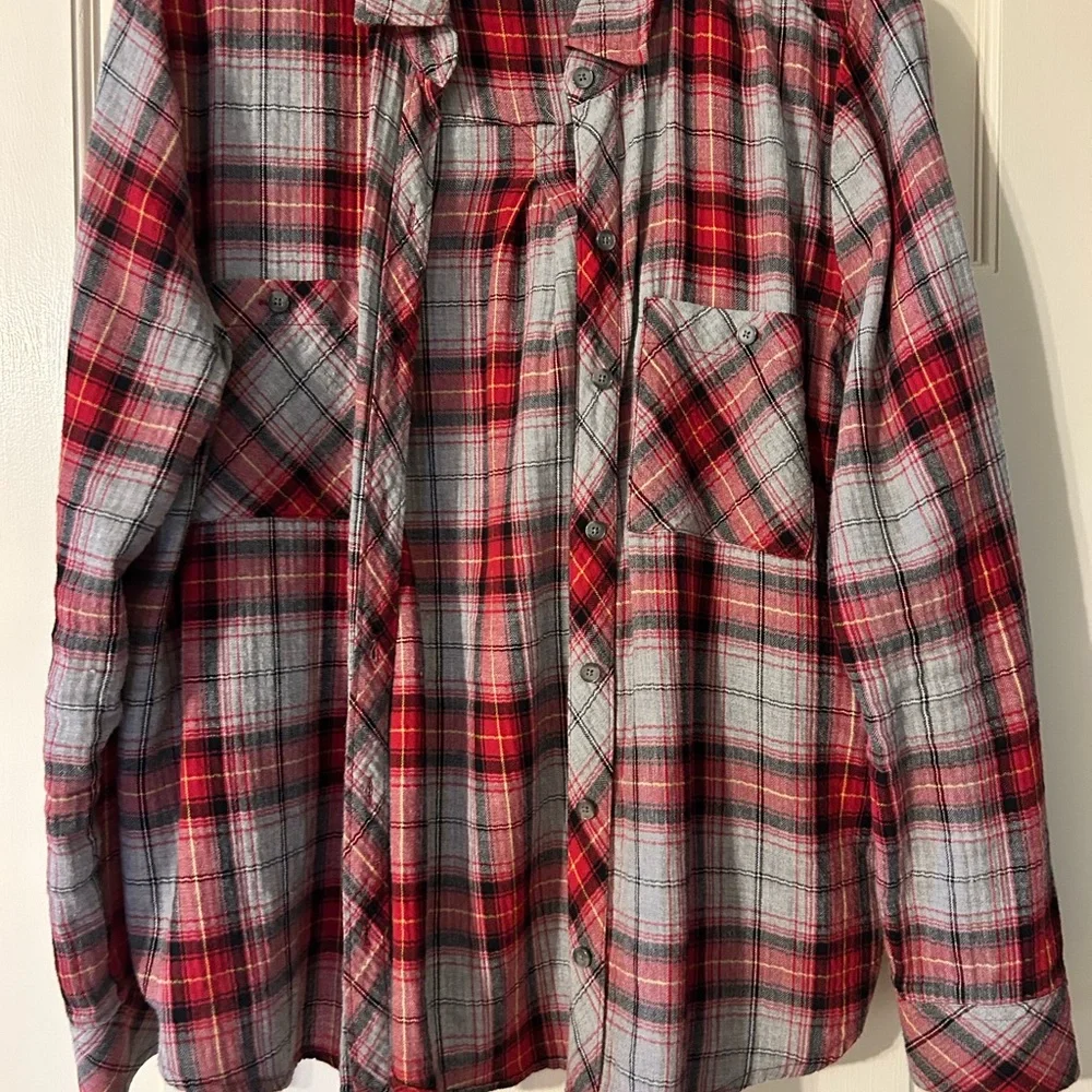 Lucky Brand Red and Gray Plaid Shirt - Picture 1 of 4